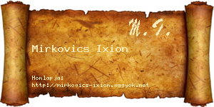 Mirkovics Ixion névjegykártya